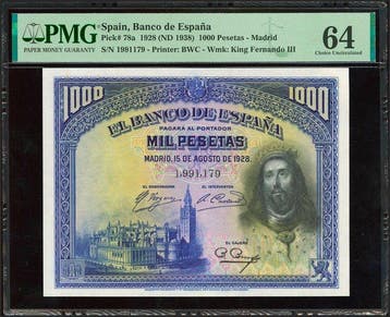 Spanje. - 2 x 1000 Pesetas 1928 - Pick 78a