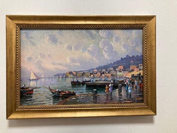 Nicolas De Corsi (1882-1956) - Pescatori nel golfo di Napoli, Antiquités & Art
