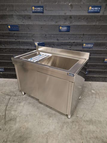 Spoeltafel | wastafel | schuifdeuren | XXL | RVS | 120cm |, Nieuw in verpakking