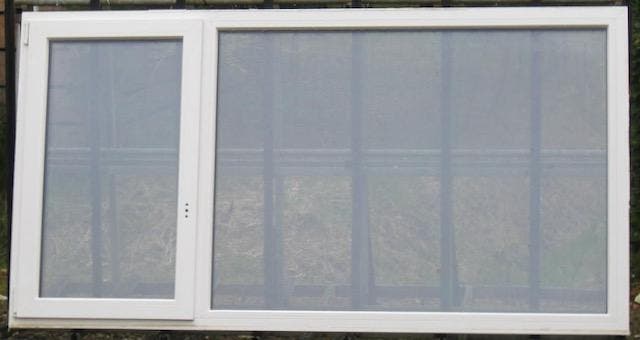 pvc raam , chassis , venster 224 x 119 wit / kwartsgrijs, Bricolage & Construction, Châssis & Portes coulissantes, Enlèvement ou Envoi