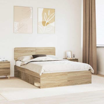 vidaXL Bedframe Sonoma Eik 150 x 200 cm Massief grenenhout, Verzenden