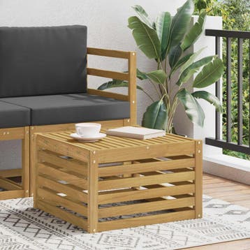 vidaXL Tuin Tafel Massief Acacia Hout Wit 59 x 59 x 37 cm, Jardin & Terrasse, Ensembles de jardin, Verzenden