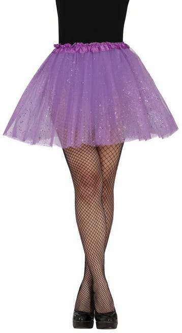 Paarse Tutu Dames Glitter 40cm, Verzenden, Nieuw