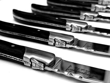 Laguiole - 6x Luxury Steak Knives - Black Ebony Wood - style