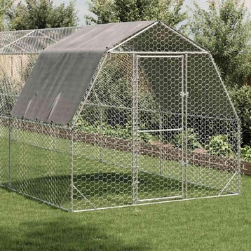 vidaXL Kippenren met dak 2,5x10x2,25 m gegalvaniseerd staal, Verzenden, Nieuw