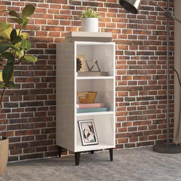 vidaXL Dressoir 34,5x32,5x90 cm bewerkt hout hoogglans wit, Verzenden