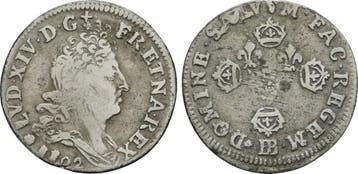10 Sols Strassburg 1702 Bb Frankreich: Ludwig Xiv, 1643-1..., Verzenden