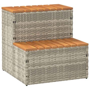 vidaXL Hottub-opstap 50x50x50,5 cm poly rattan&massief, Verzenden