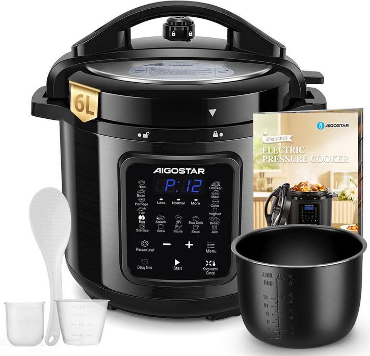 Aigostar Derrick Black - Pressure Multicooker - 6 Liter - Sn, Huis en Inrichting, Woonaccessoires | Overige, Nieuw, Verzenden