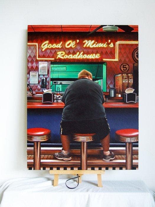 Gerard Boersma (1976) - Good Ol Mimis Roadhouse (painting, Antiek en Kunst, Kunst | Schilderijen | Modern