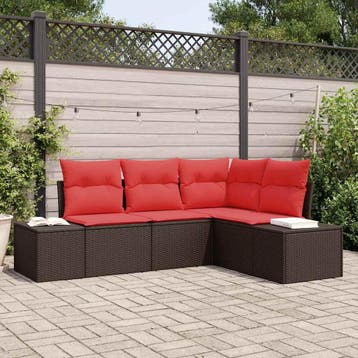 vidaXL Tuinbank Set 4 st Bruin poly rattan, Verzenden, Nieuw