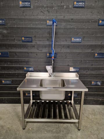 Aanvoertafel | wastafel | links | 120cm | RVS | horeca, Nieuw in verpakking, Inox Meubilair