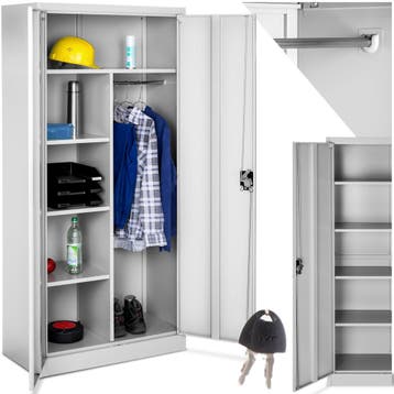 Lockerkast met 6 vakken en hanggedeelte - grijs, 80 cm, Verzenden
