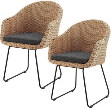 2dekans | Juskys – Cody Rotan Tuinstoelen Set van 2 – 59 x, Ophalen of Verzenden