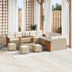 vidaXL Tuinbank Set met kussen 18 pcs Beige en Crème poly, Jardin & Terrasse, Verzenden