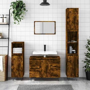 vidaXL Badkamerkast 80x33x60 cm bewerkt hout gerookt, Verzenden, Nieuw