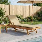 vidaXL Ligstoel 100% Polyester Solid-Teak, Tuin en Terras, Verzenden, Nieuw