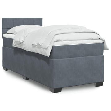 vidaXL Boxspring met matras fluweel donkergrijs 1-persoons, Verzenden, Nieuw