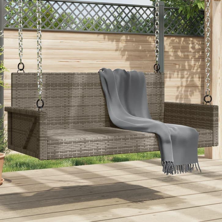 vidaXL Schommelbank 119x56x48 cm poly rattan grijs, Tuin en Terras, Tuinsets en Loungesets, Nieuw, Verzenden