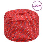 vidaXL Boottouw 10 mm 100 m polypropyleen rood, Verzenden, Nieuw