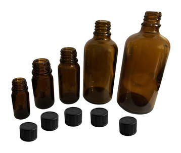 Set van 40 glazen flesjes (10 ml) met zwarte schroefdop, Verzenden