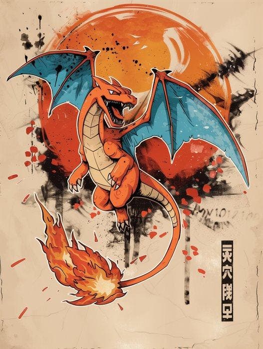 Shayer - Charizard – Inferno Rising - XL - 60x80cm, Games en Spelcomputers, Spelcomputers | Overige Accessoires