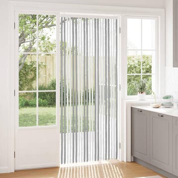 vidaXL Insecten Gordijn Chenille Grijs en wit 90 x 220 cm, Verzenden, Nieuw
