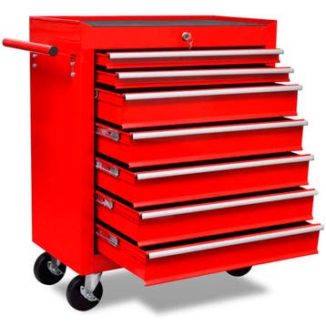 vidaXL Gereedschapswagen 7 lades rood, Verzenden