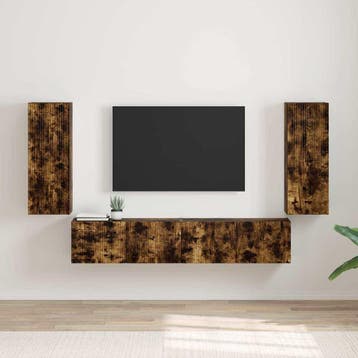 vidaXL TV Wandkast 2 pcs Rook Eiken Bewerkt hout, Verzenden, Nieuw