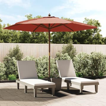 vidaXL Parasol met houten paal 299x240 cm terracottakleurig, Verzenden, Nieuw