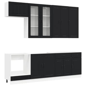 vidaXL Keukenblok LUCCA 8 st Zwart Bewerkt hout, Verzenden, Nieuw