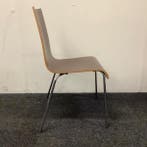 kantinestoel, stapelstoel, bruin - chroom