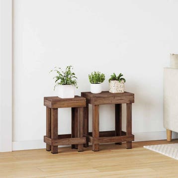 vidaXL Plantenstand 2 st Bruin 70 x 11 x 27 cm Mahonie Hout, Verzenden, Nieuw