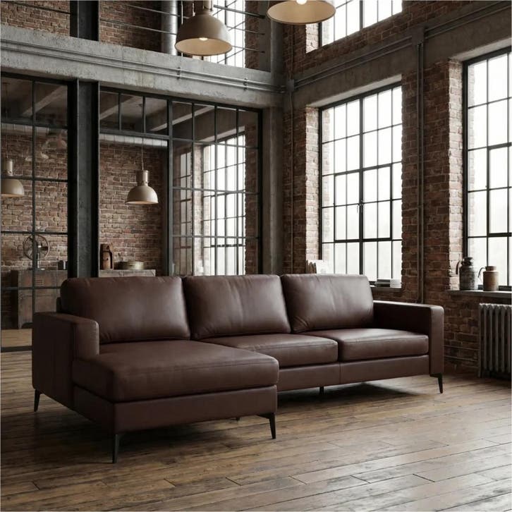 Leren hoekbank Match - 2.5-zits arm rechts + Longchair arm, Antiquités & Art, Antiquités | Meubles | Chaises & Canapés, Enlèvement ou Envoi