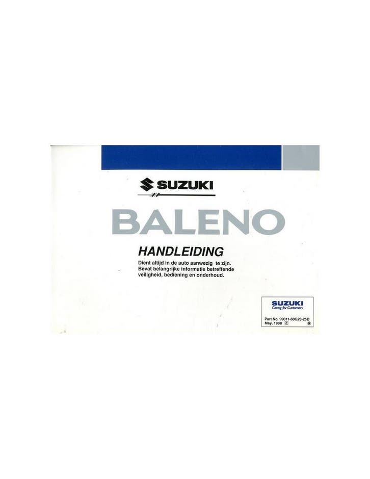 1999 SUZUKI BALENO INSTRUCTIEBOEKJE NEDERLANDS, Autos : Divers, Modes d'emploi & Notices d'utilisation