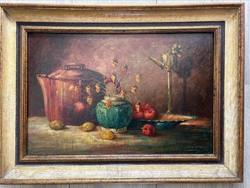 Hollandse school (XX) - Stilleven met ketel en gemberpot, Antiek en Kunst