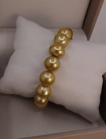 Bracelet Perles des mers du Sud dorées profondes - 11 x 13