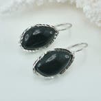 Zilver - Oorbellen - Natuurlijke onyx, Antiquités & Art