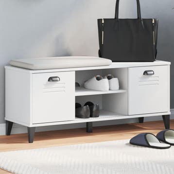 vidaXL Schoenenbank VIKEN 106x35x45 cm bewerkt hout wit, Huis en Inrichting, Verzenden, Nieuw