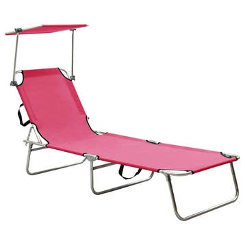 vidaXL Ligbed inklapbaar met luifel aluminium roze, Verzenden, Nieuw