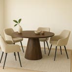 Mangohouten eettafel Mick rond bruin 150cm, Huis en Inrichting, Tafels | Eettafels, Verzenden, Rond, Nieuw, Industriële meubels