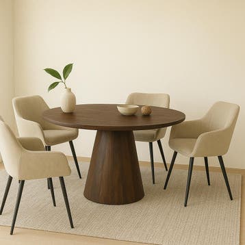 Mangohouten eettafel Mick rond bruin 150cm, Huis en Inrichting, Tafels | Eettafels, Verzenden, Rond, Nieuw, Industriële meubels