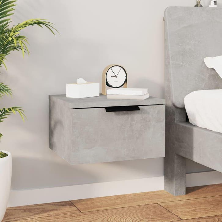 vidaXL Nachtkastje wandgemonteerd 34x30x20 cm betongrijs, Maison & Meubles, Chambre à coucher | Tables de chevet, Envoi