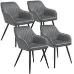 tectake Stoel Marilyn, fluweeloptiek, gestikt - grijs / zwar, Huis en Inrichting, Verzenden, Nieuw