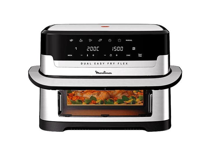 Moulinex -  Dual Easy Fry Flex  Airfryer Inox - Zilver, Electroménager, Friteuses à air, Envoi