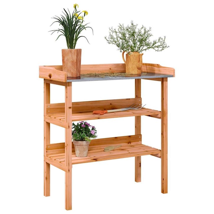 vidaXL Plantentafel met schappen 78x38x82,5 cm vurenhout, Jardin & Terrasse, Bacs à fleurs & Jardinières, Envoi