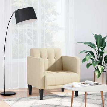 vidaXL Fauteuil met armleuningen Crème 53 cm Stof, Verzenden