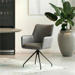Leren eetkamerstoel Wave - Granada Steel (grijs) - Spinpoot, Huis en Inrichting, Stoelen, Bohemian, Eigentijds, Industrieel, Modern, Scandinavisch