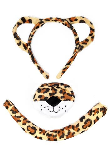 KIMU® Luipaard Haarband Oren Neus Staart Diadeem Set Bruin L, Ophalen of Verzenden, Nieuw
