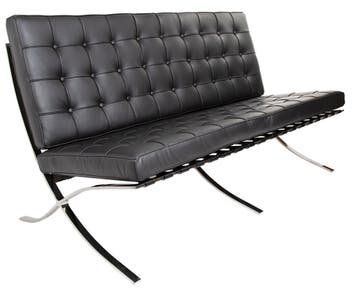 2 zits bank Barcelona Pavillion 2 seat sofa zwart, Verzenden